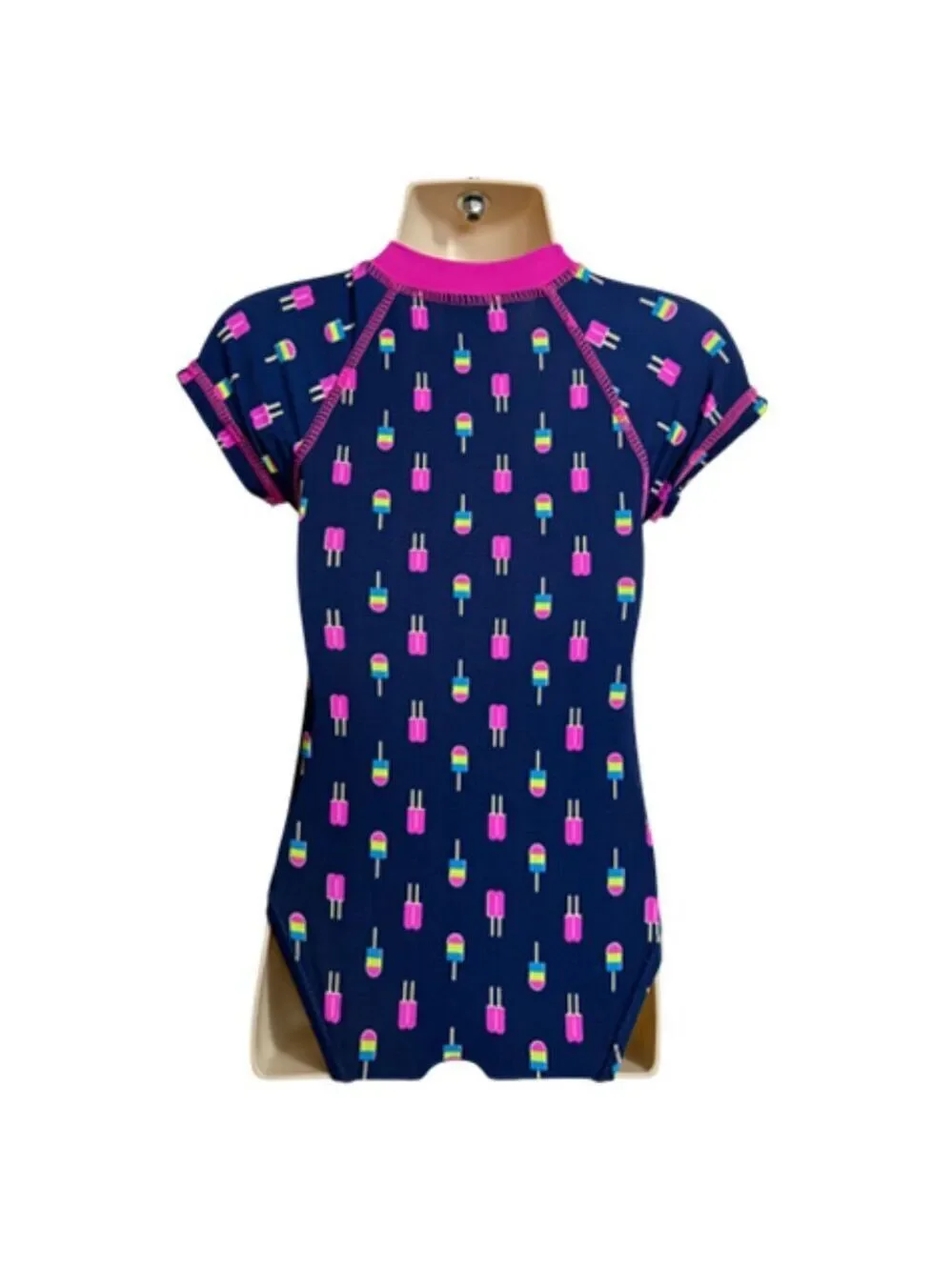 Sol Swim One Piece Zipper Front Ice Cycle Print Swimsuit Size 12 Months